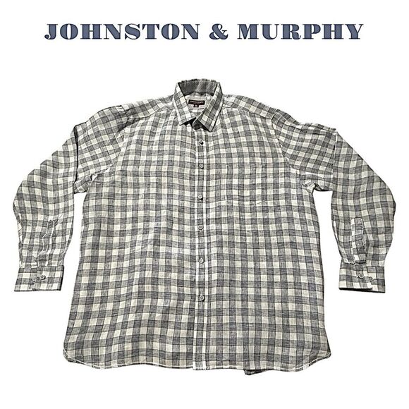 Johnston & Murphy Men’s Linen Shirt 2XL Multicolor Long Sleeve Button Up - Picture 1 of 8